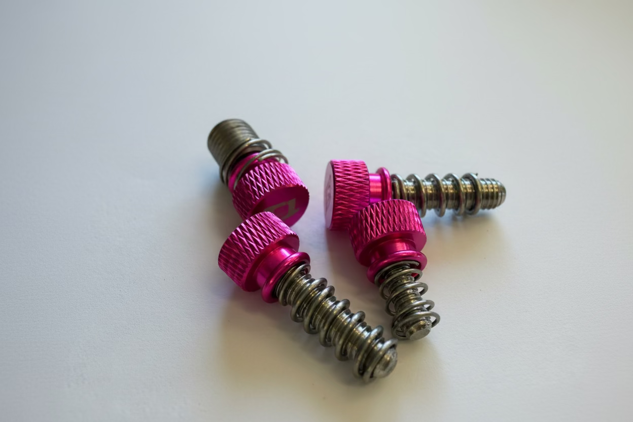 Toolless Lever Adjusters - Titanium - Set of 4 (Braktec)- Pink