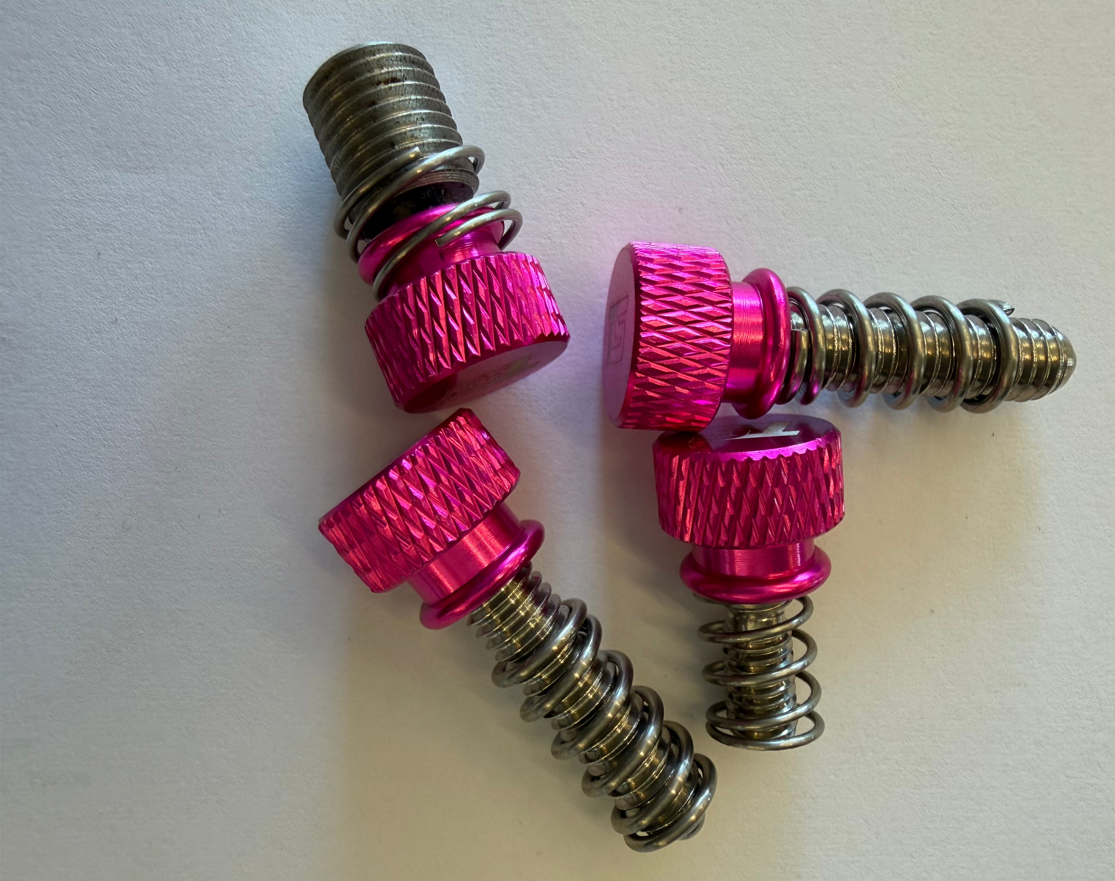 Toolless Lever Adjusters - Titanium / Aluminum - Set of 4 (Braketec)- Pink
